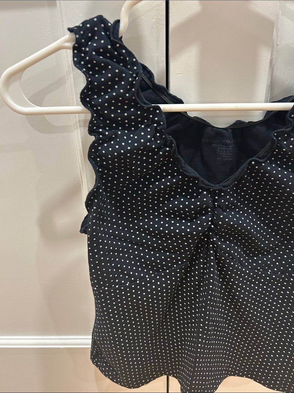 Brandy Melville Black Polka Dot Ruffle Tank Top - Picture 4 of 6